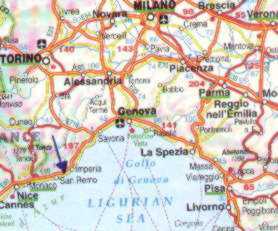 Karte von Ligurien